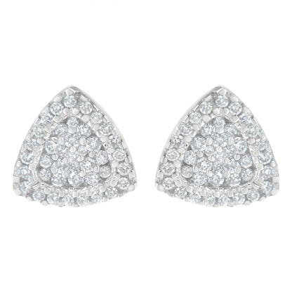 14K White Gold 1/2 cttw Trillion Shaped Diamond Stud Earrings (H-I Clarity, SI2-I1 Color) by Bids.com