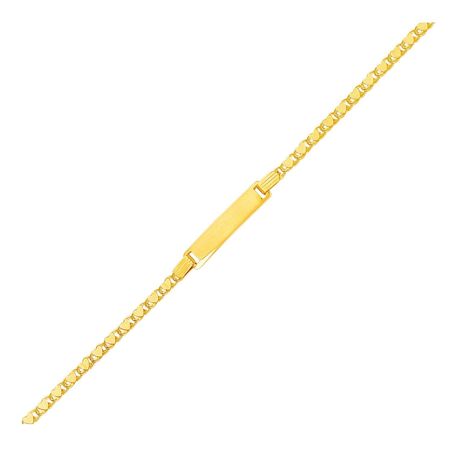 14k Yellow Gold Childrens Heart Link ID Bracelet by Bids.com