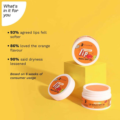 Pilgrim Vitamin C Lip Balm SPF 30 with Australian Kakadu Plum &amp; Shea Butter For Smooth Soft Lips, Soothing &amp; Hydrating Dry &amp; Chapped Lips