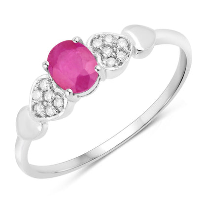 0.36 Carat Genuine Ruby and White Diamond 14K White Gold Ring by Bids.com