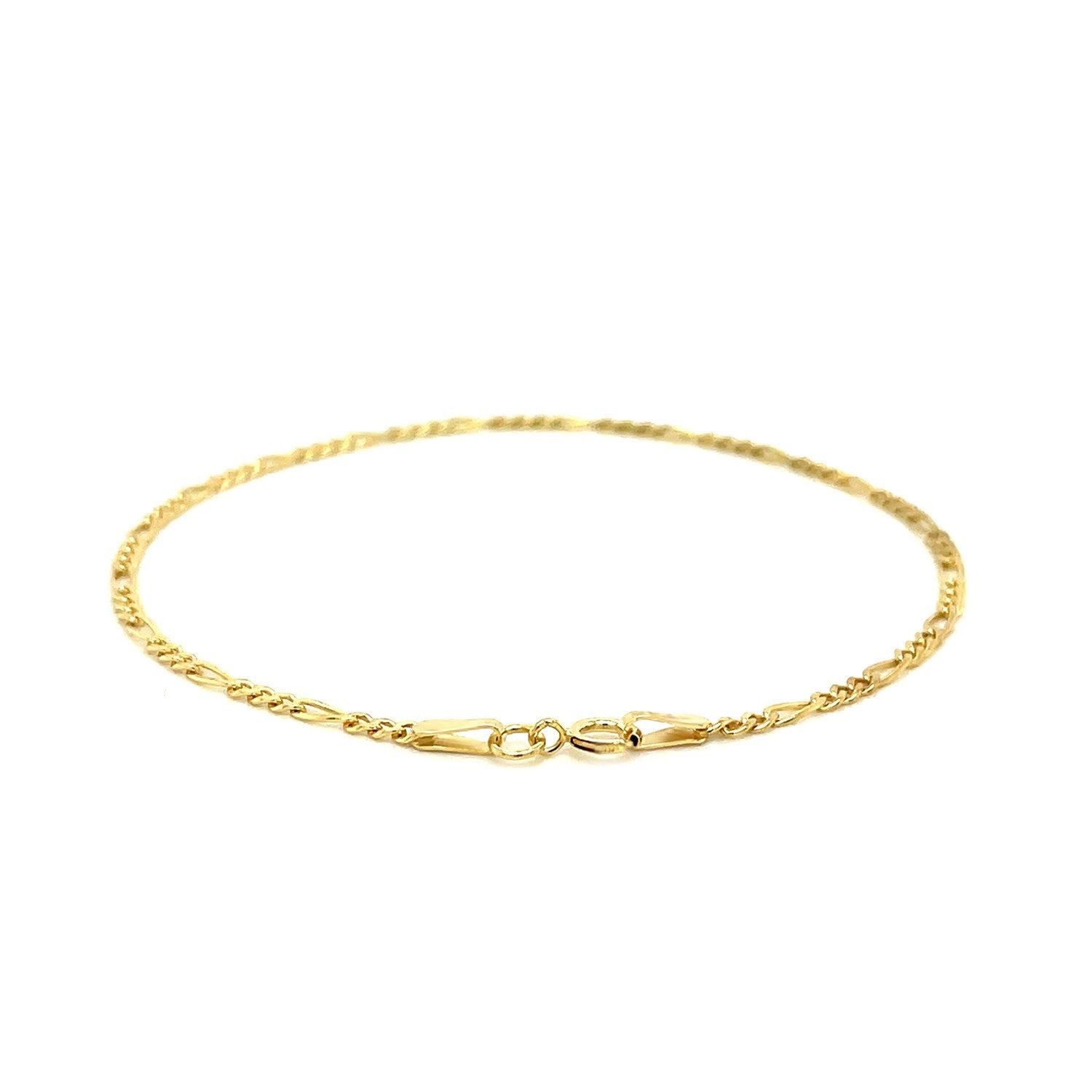 14k Yellow Gold Figaro Anklet 1.5mm  DestGlow
