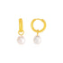 14k Yellow Gold Small Hoop Earrings with Pearls by Bids.com
