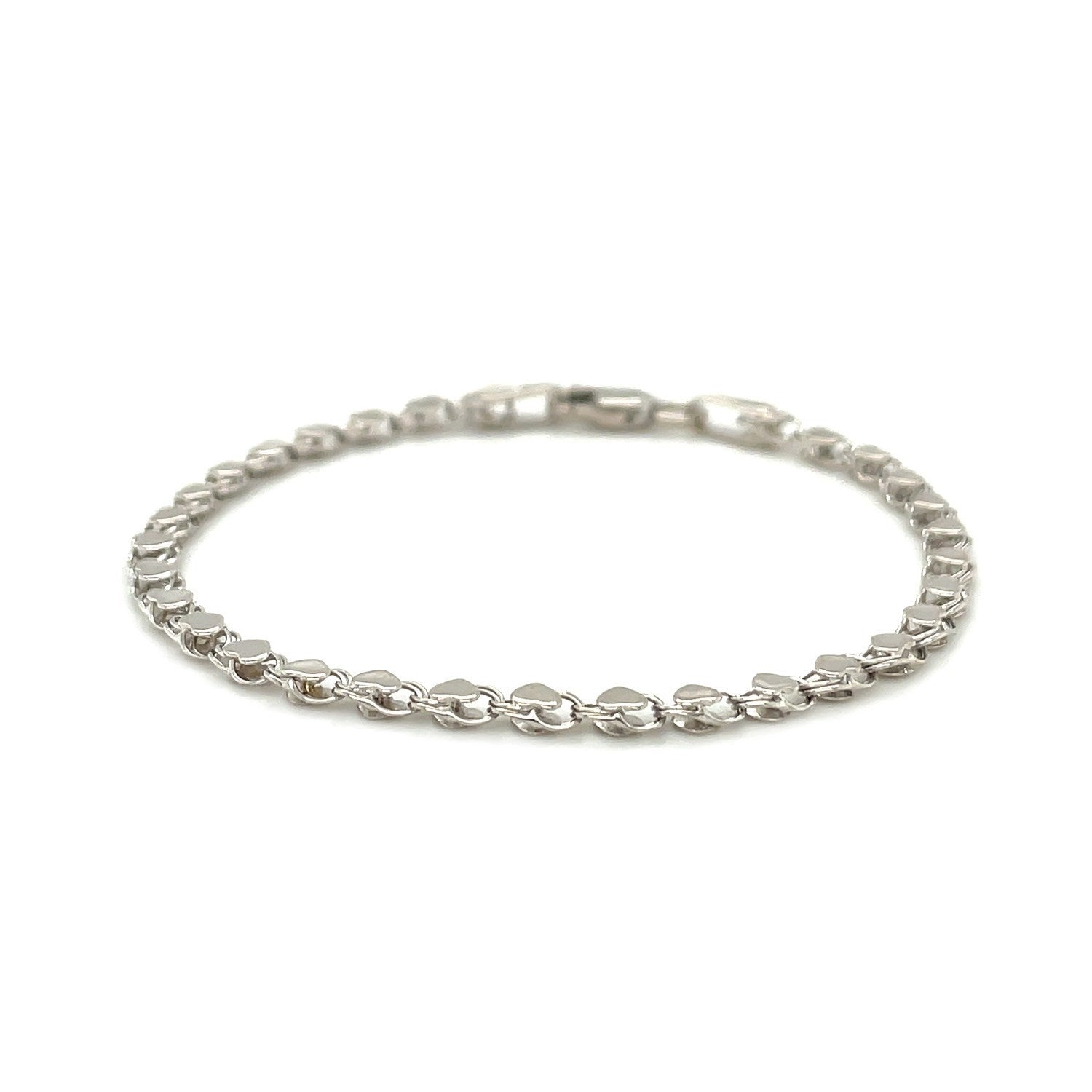 2.9mm 14k White Gold Heart Anklet by Bids.com