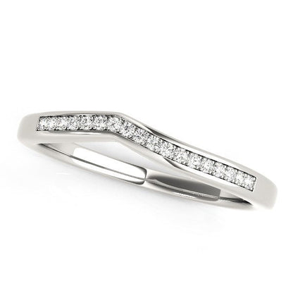 14k White Gold Modern Curved Design Diamond Wedding Band (1/10 cttw) by Bids.com