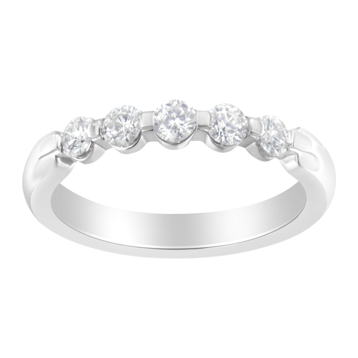 14K White Gold 1/2 cttw Diamond 5-Stone Band Ring (H-I Clarity, SI2-I1 Color) - Size 7 by Bids.com
