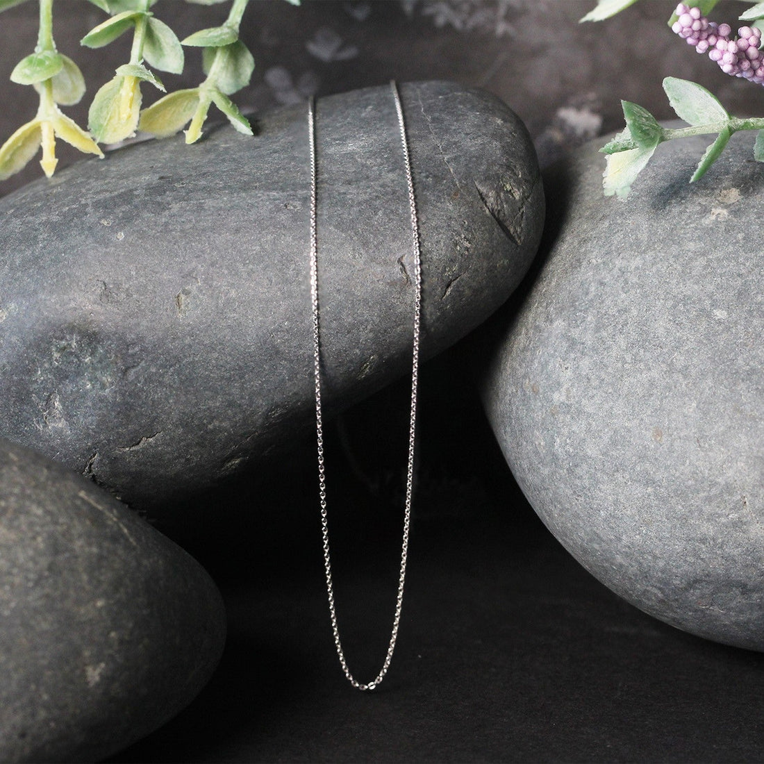 14k White Gold Cable Link Chain 0.5mm  DestGlow