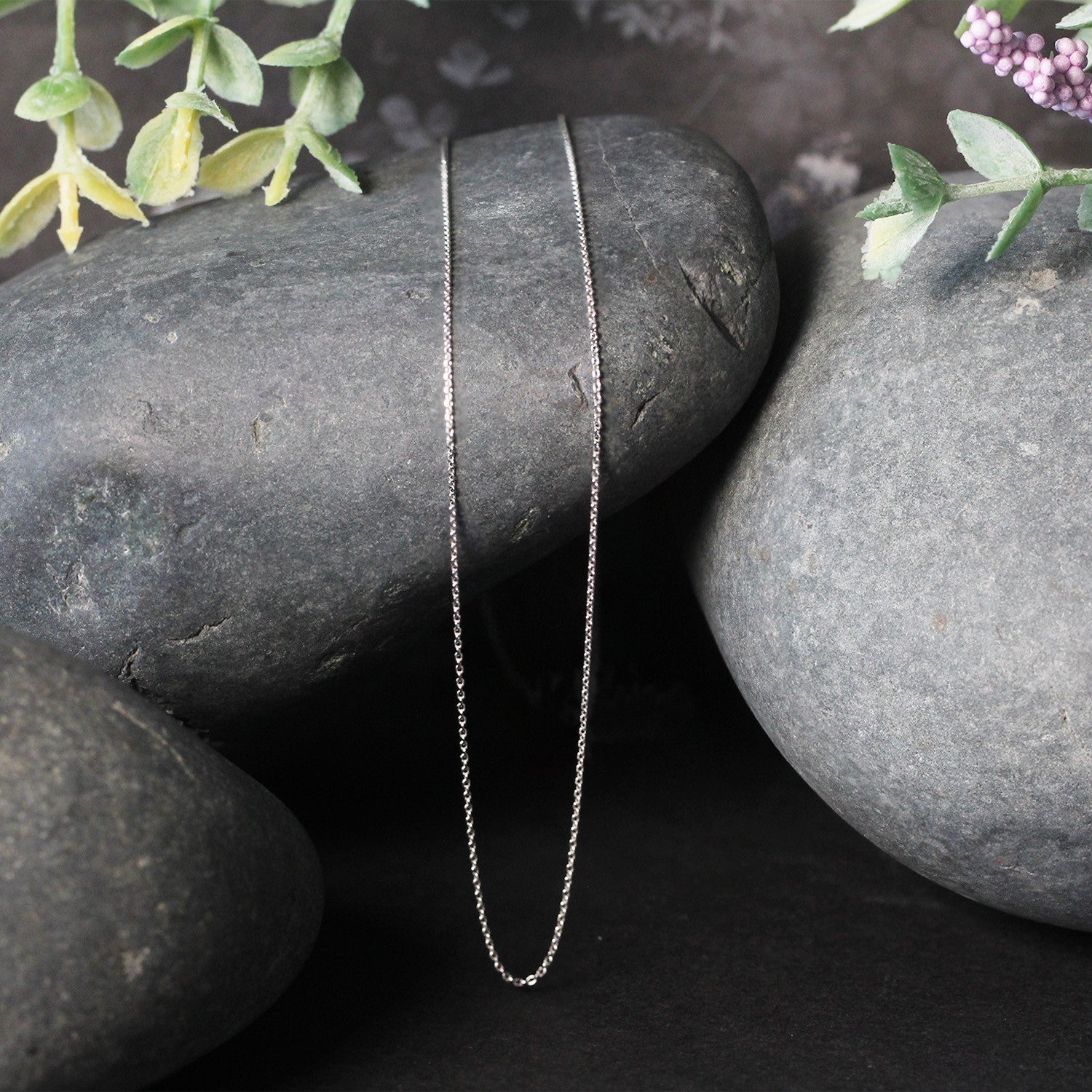 14k White Gold Cable Link Chain 0.5mm  DestGlow