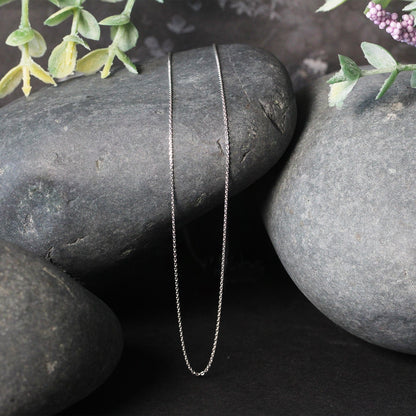 14k White Gold Cable Link Chain 0.5mm  DestGlow