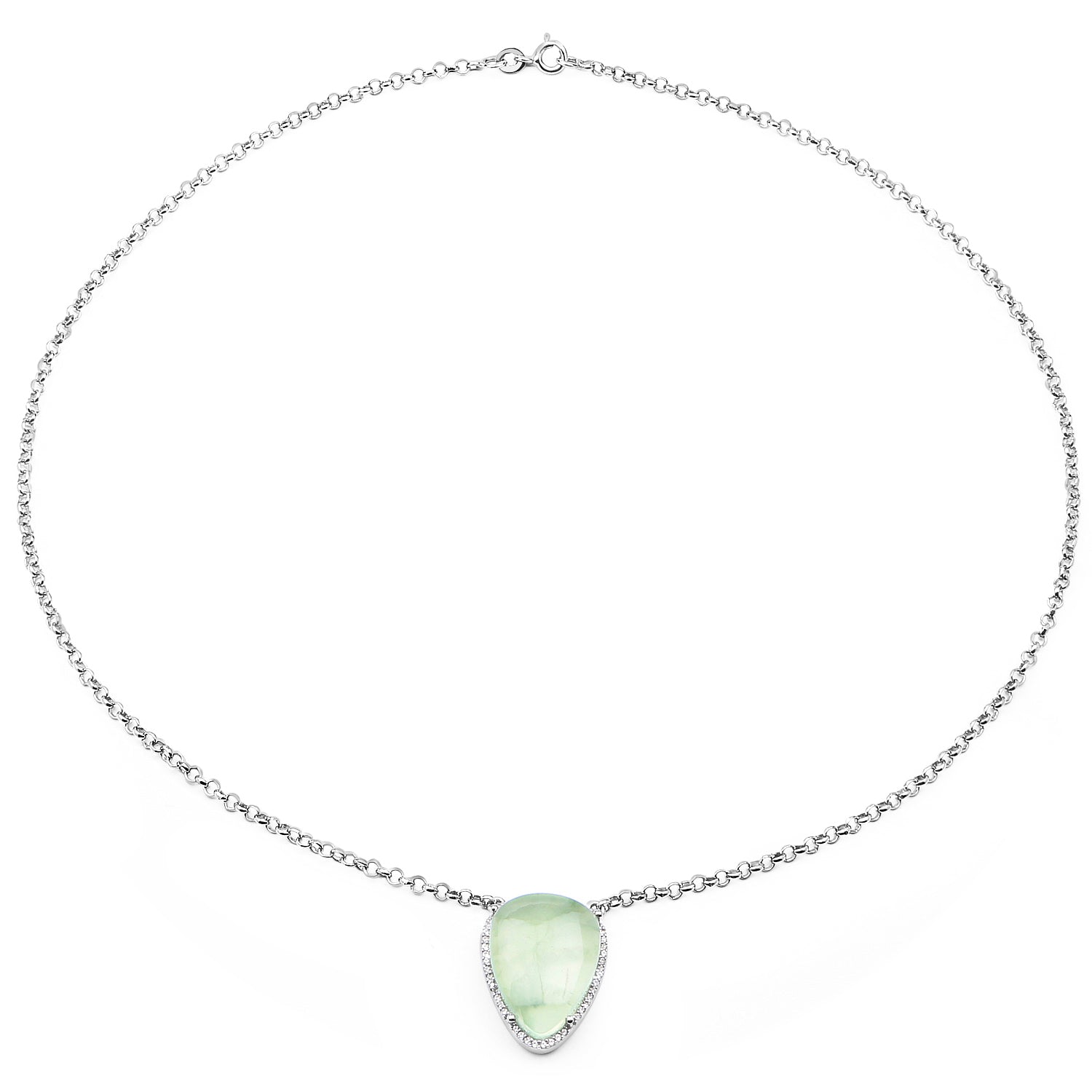 10.77 Carat Genuine Prehnite And White Topaz .925 Sterling Silver Pendant by Bids.com