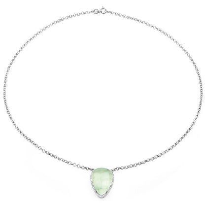 10.77 Carat Genuine Prehnite And White Topaz .925 Sterling Silver Pendant by Bids.com