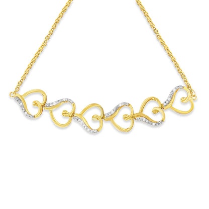 10K Yellow Gold over .925 Sterling Silver Diamond Accented Open Hearts 6â€-9â€ Adjustable Chain Bolo Bracelet (H-I Color, I2-I3 Clarity) by Bids.com