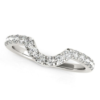 14k White Gold Curved Diamond Wedding Band (3/8 cttw) by Bids.com