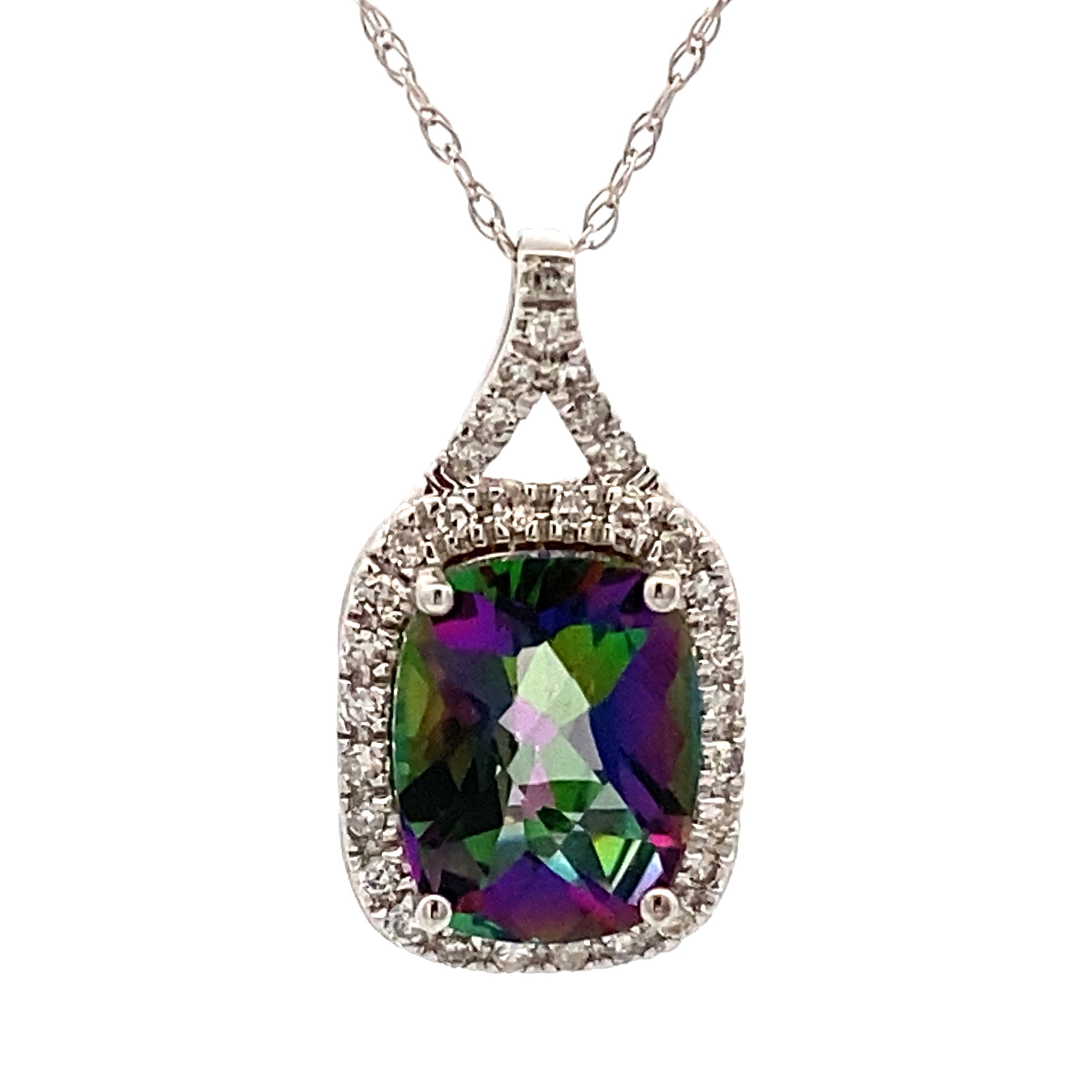 Mystic Fire Topaz Fashion Pendants 14KT White Gold by Bids.com