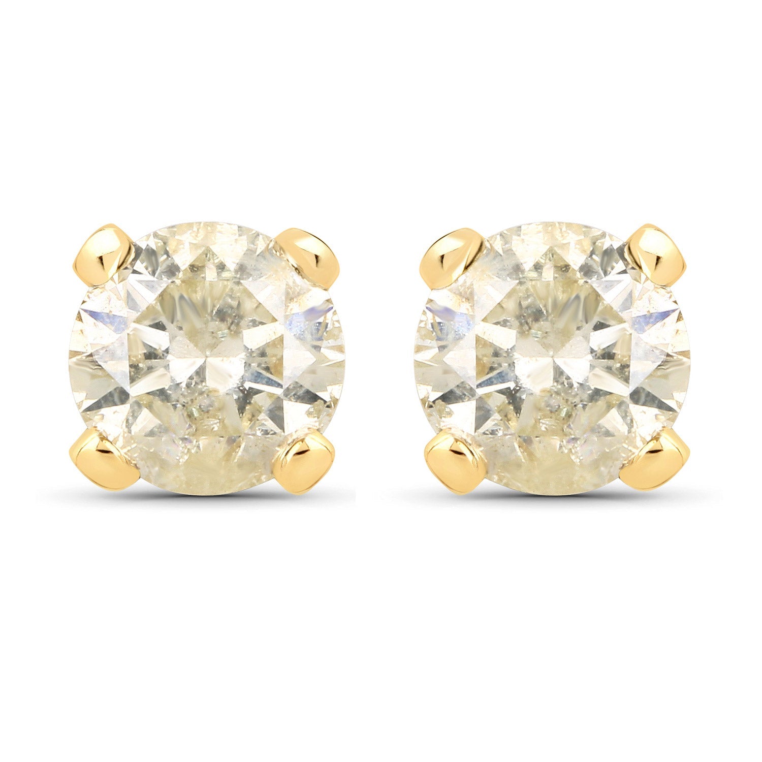 0.98 Carat Genuine LB Diamond 14K Yellow Gold Earrings by Bids.com