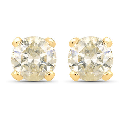 0.98 Carat Genuine LB Diamond 14K Yellow Gold Earrings by Bids.com
