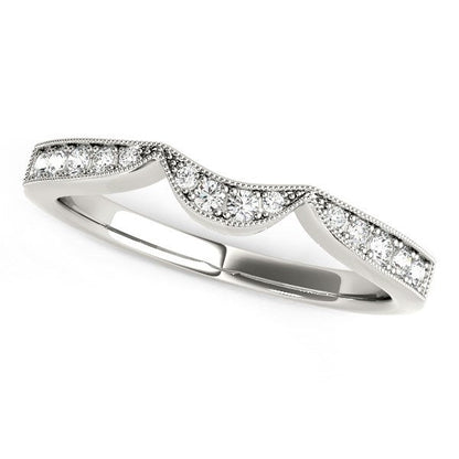 14k White Gold Milgrained Curved Wedding Diamond Band (1/6 cttw) by Bids.com