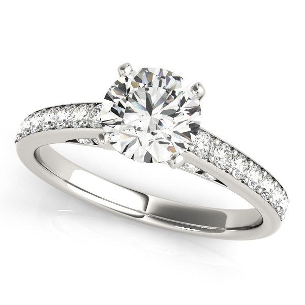 14k White Gold Single Row Prong Set Diamond Engagement Ring (1 3/8 cttw) by Bids.com