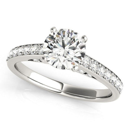 14k White Gold Single Row Prong Set Diamond Engagement Ring (1 3/8 cttw) by Bids.com