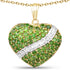 14K Yellow Gold Plated 4.51 Carat Genuine Chrome Diopside and White Topaz .925 Sterling Silver Pendant  DestGlow