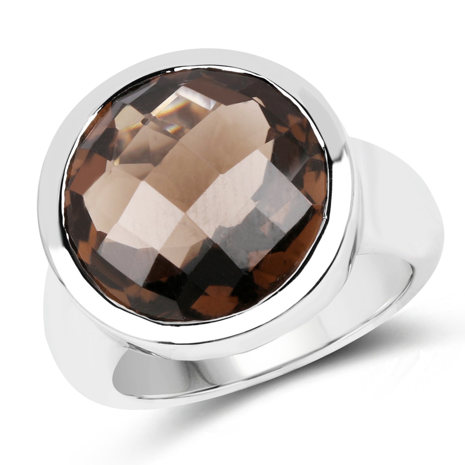 10.80 Carat Genuine Smoky Quartz .925 Sterling Silver Ring  DestGlow