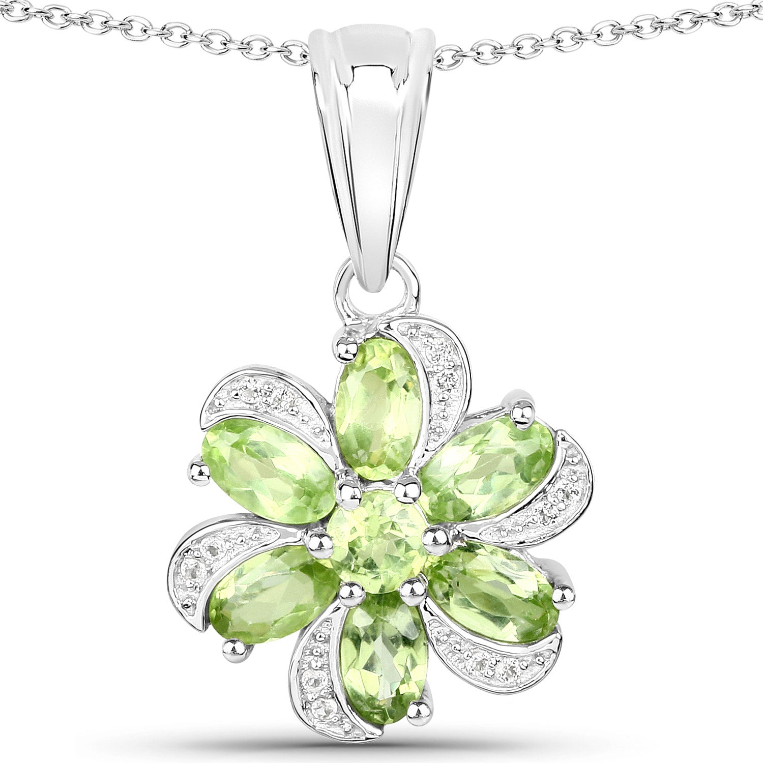8.04 Carat Genuine Peridot and White Topaz .925 Sterling Silver 3 Piece Jewelry Set (Ring, Earrings, and Pendant w/ Chain) by Bids.com