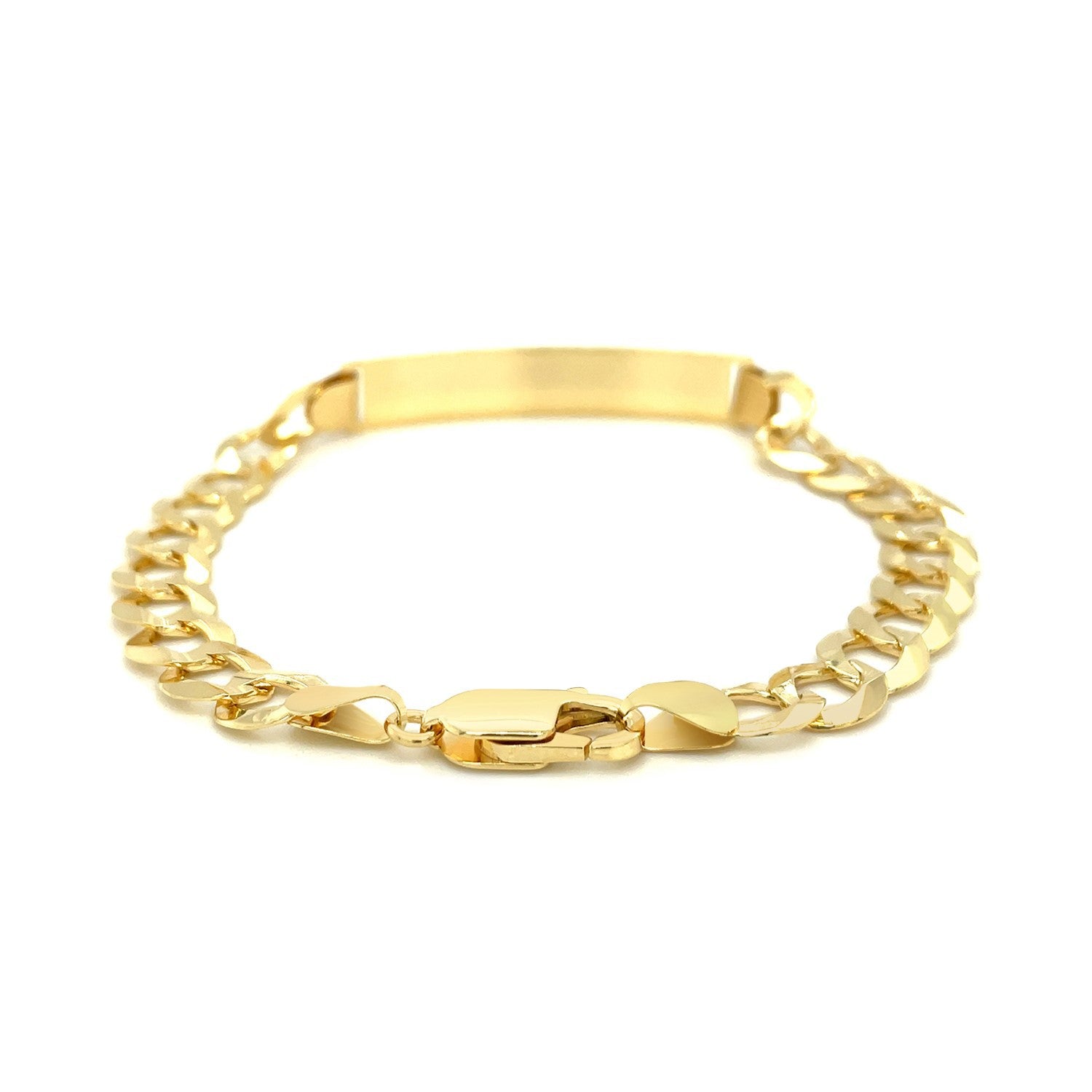 14k Yellow Gold 8 1/2 inch Mens Curb Chain ID Bracelet by Bids.com