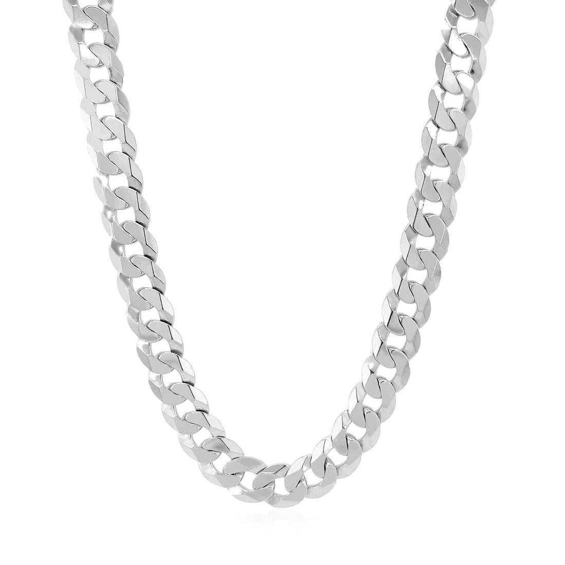 Rhodium Plated 7.2mm Sterling Silver Curb Style Chain by Bids.com