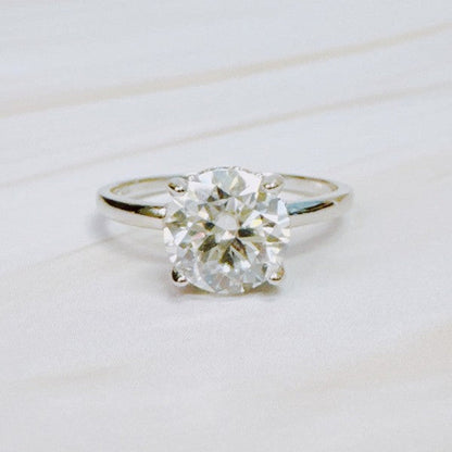 Paved Halo Solitaire Moissanite Ring - 2 Carat White Gold Plated Sterling Silver