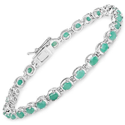3.78 Carat Genuine Emerald .925 Sterling Silver Bracelet  DestGlow