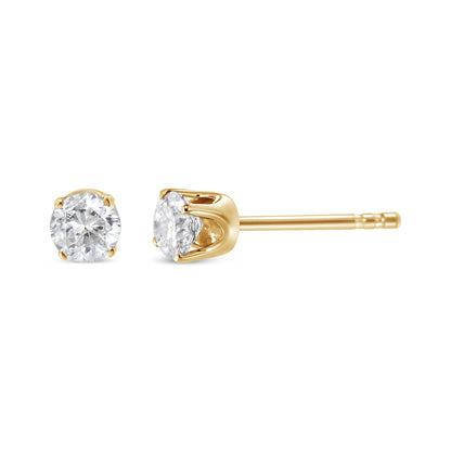 AGS Certified 14K Yellow Gold 1/2 Cttw 4 Prong Set Brilliant Round-Cut Solitaire Diamond Push Back Stud Earrings (O-P, Color, SI2-I1 Clarity) by Bids.com