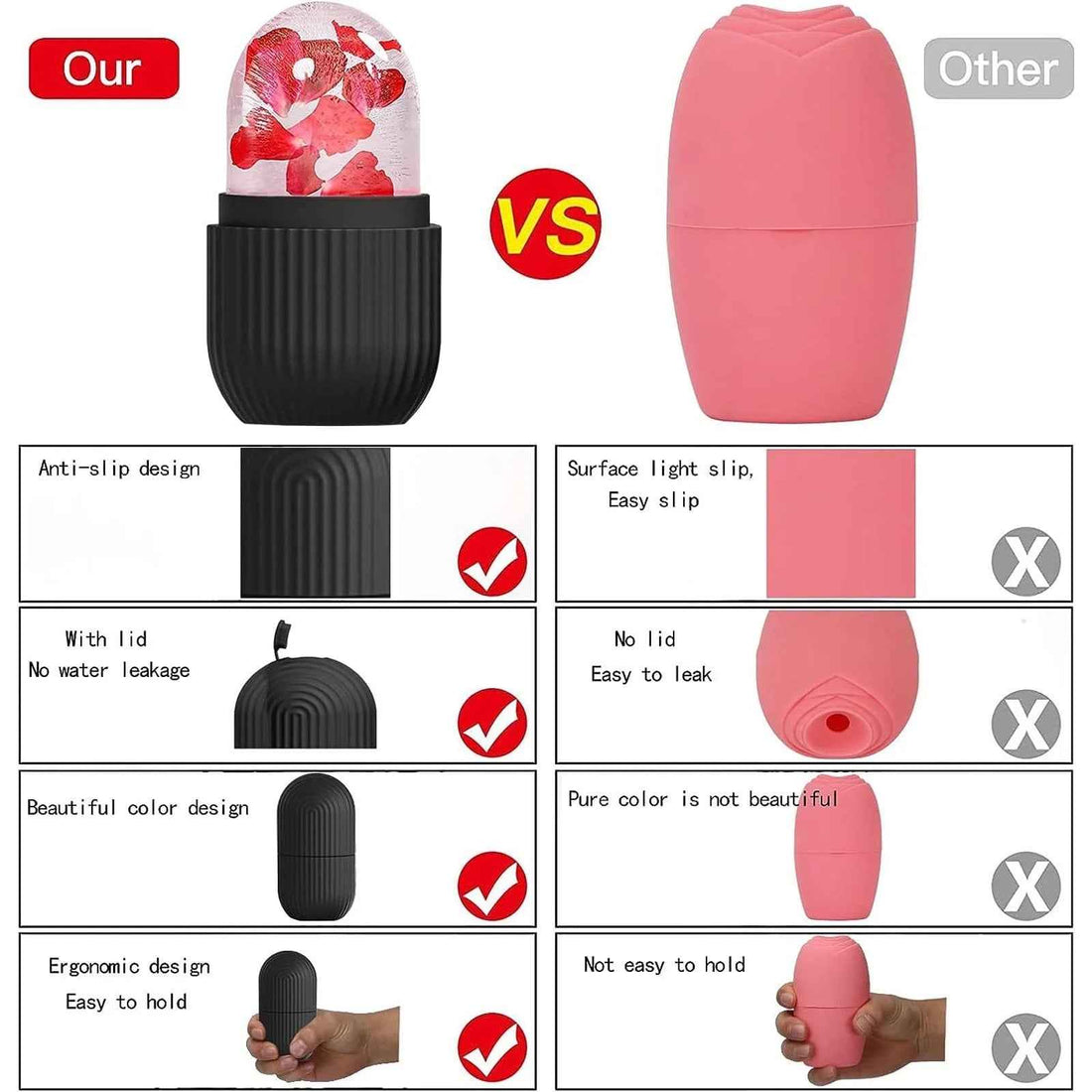 2024 New Ice Roller for Face and Eye, Ice Face Roller, Facial Beauty Ice Roller Skin Care Tools, Ice Cube Face Massage, Silicone Ice Mold for Face Care