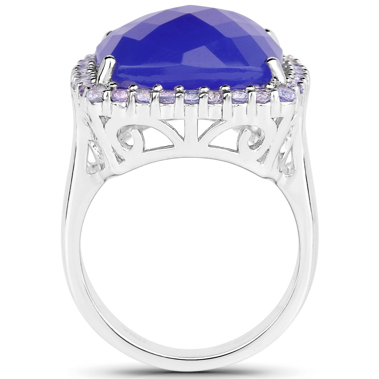 11.56 Carat Genuine Blue Chelcedonia and Tanzanite .925 Sterling Silver Ring by Bids.com