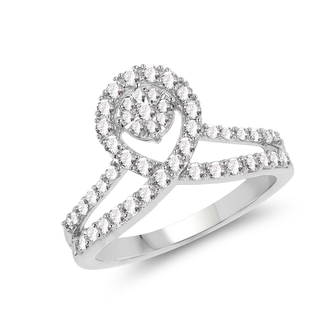 0.54 Carat Genuine White Diamond 14K White Gold Ring (G-H Color, SI1-SI2 Clarity) by Bids.com