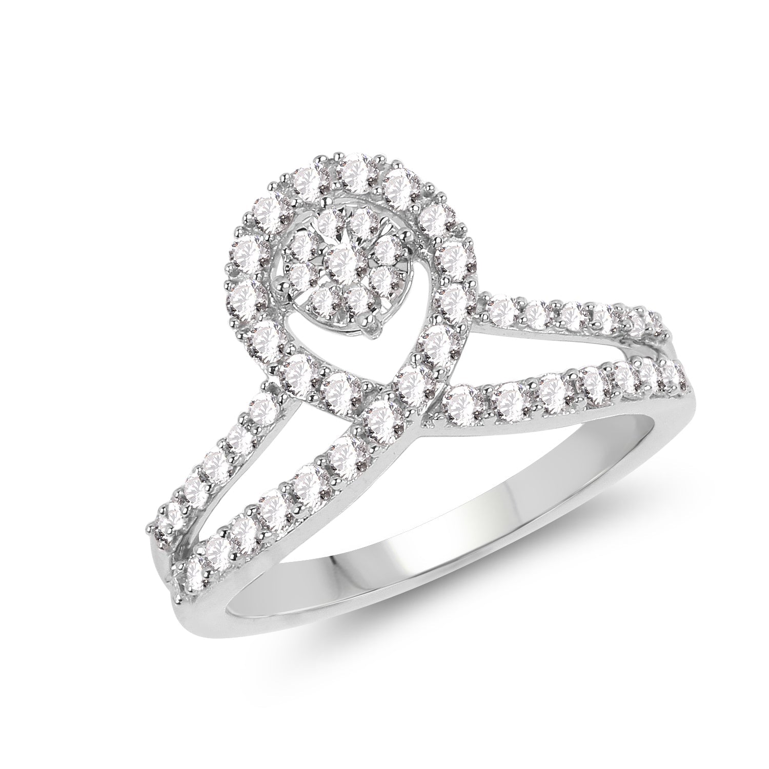 0.54 Carat Genuine White Diamond 14K White Gold Ring (G-H Color, SI1-SI2 Clarity) by Bids.com