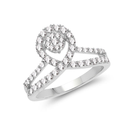 0.54 Carat Genuine White Diamond 14K White Gold Ring (G-H Color, SI1-SI2 Clarity) by Bids.com