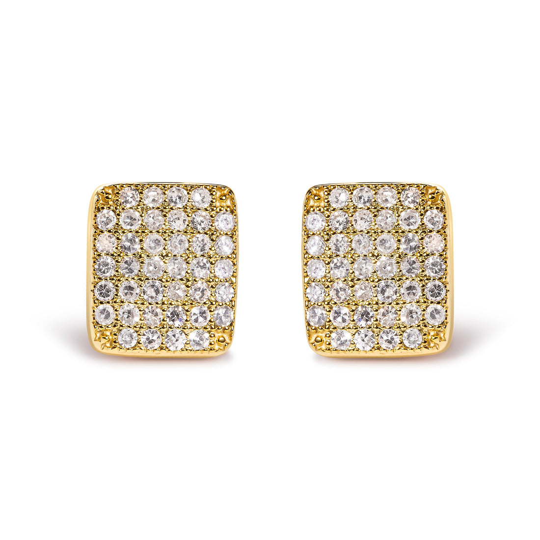 14K Yellow Gold 1/2 Cttw Diamond Square Shaped Composite Cluster Stud Earrings (I-J Color, I1-I2 Clarity) by Bids.com