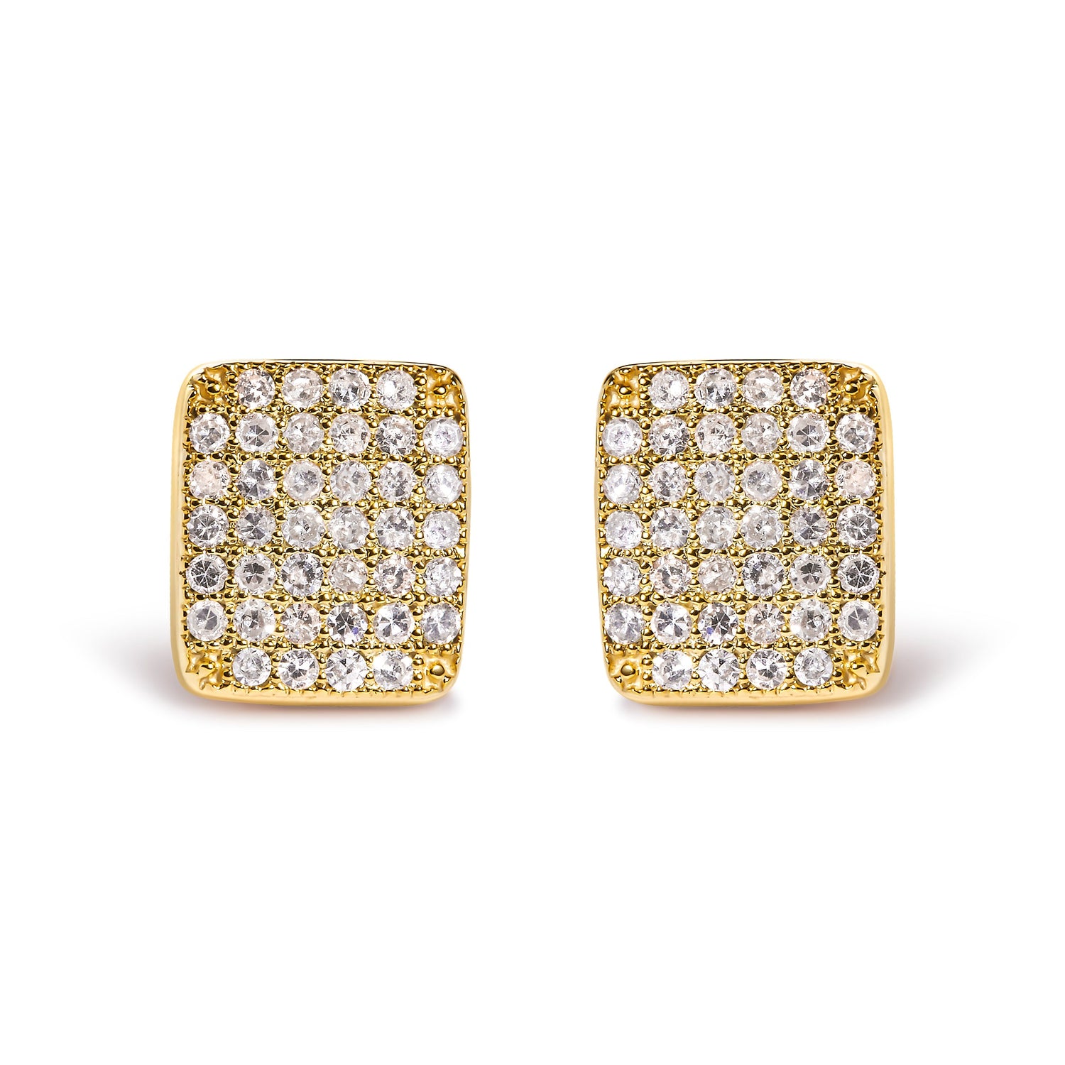 14K Yellow Gold 1/2 Cttw Diamond Square Shaped Composite Cluster Stud Earrings (I-J Color, I1-I2 Clarity) by Bids.com