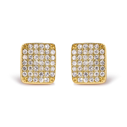 14K Yellow Gold 1/2 Cttw Diamond Square Shaped Composite Cluster Stud Earrings (I-J Color, I1-I2 Clarity) by Bids.com
