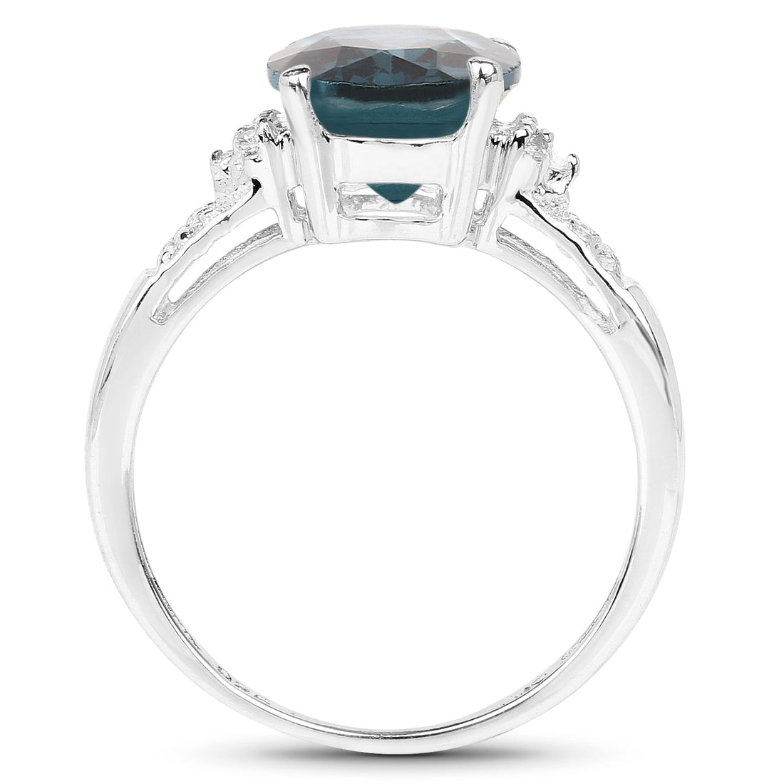 2.64 Carat Genuine London Blue Topaz and White Topaz .925 Sterling Silver Ring by Bids.com