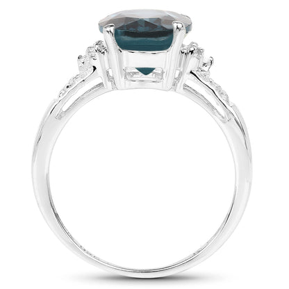 2.64 Carat Genuine London Blue Topaz and White Topaz .925 Sterling Silver Ring by Bids.com