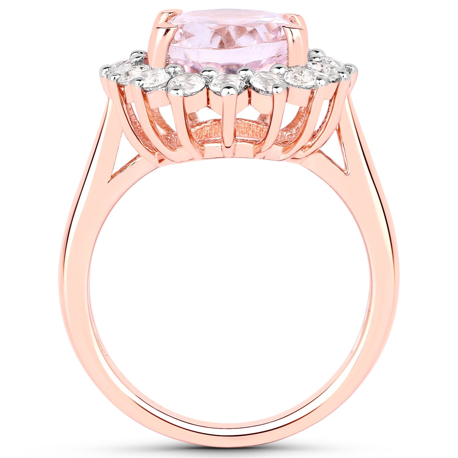 5.56 Carat Genuine Kunzite and White Topaz .925 Sterling Silver Ring by Bids.com