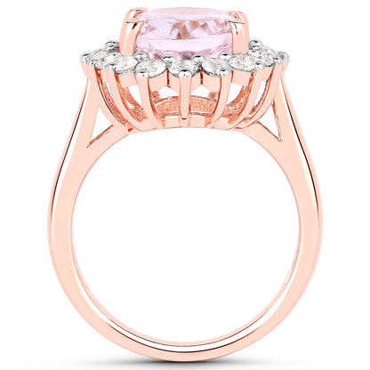 5.56 Carat Genuine Kunzite and White Topaz .925 Sterling Silver Ring by Bids.com