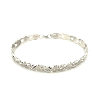 14k White Gold Heart Shape Textured Bracelet by Bids.com