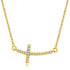 14k Yellow Gold Diamond Accented Curved Cross Necklace (.11cttw) by Bids.com