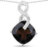 12.36 Carat Genuine Smoky Quartz and White Topaz .925 Sterling Silver Pendant  DestGlow