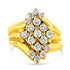 10K Yellow Gold 1 1/2 Cttw Diamond Cluster Tapered Shank Cocktail Ring Cocktail Ring (I-J Color, I1-I2 Clarity) - Ring Size 7 by Bids.com