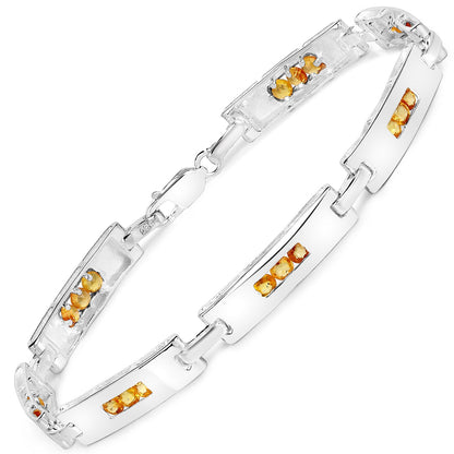 2.52 Carat Genuine Yellow Sapphire .925 Sterling Silver Bracelet  DestGlow