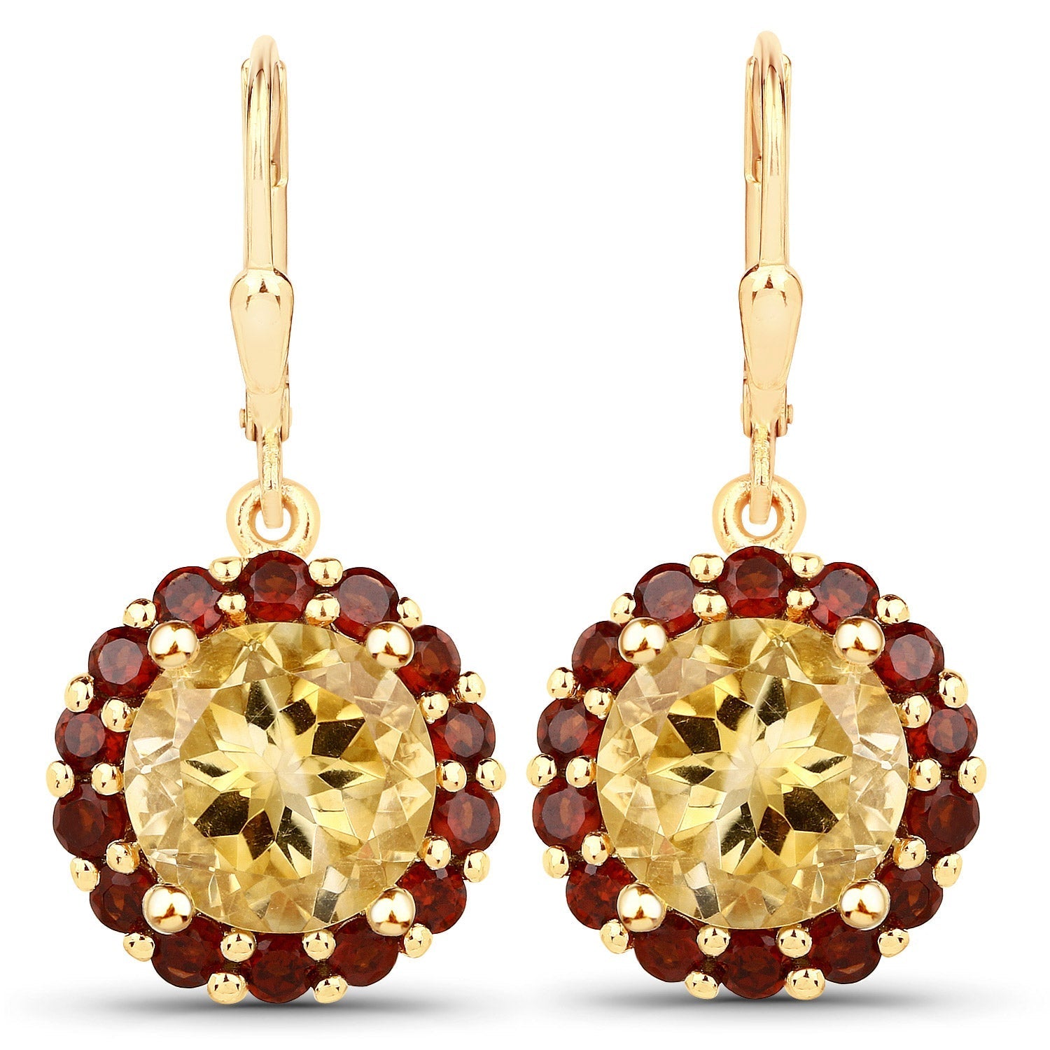 8.44 Carat Genuine Citrine and Garnet .925 Sterling Silver Earrings  DestGlow