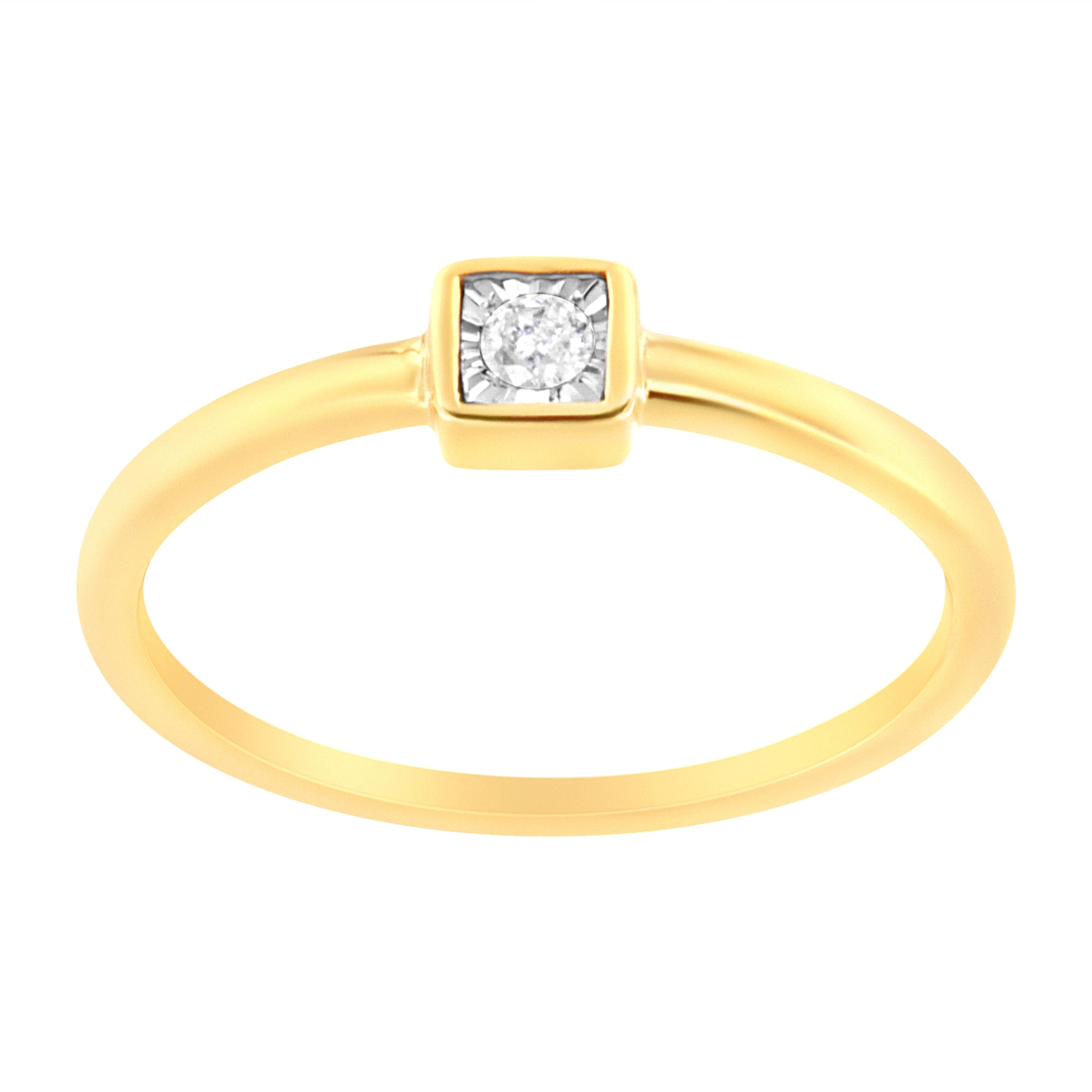 14K Yellow Gold Plated .925 Sterling Silver 1/20 cttw Miracle Set Diamond Promise Ring (J-K Color, I1-I2 Clarity) - Size 6  DestGlow