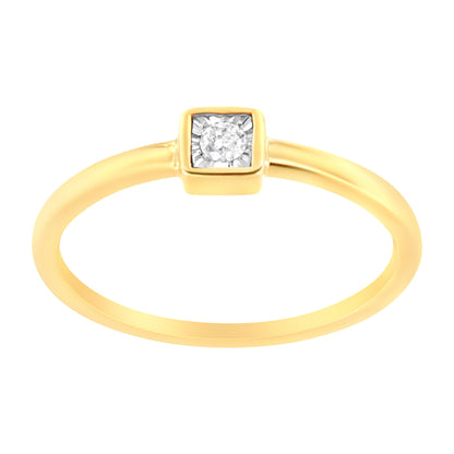 14K Yellow Gold Plated .925 Sterling Silver 1/20 cttw Miracle Set Diamond Promise Ring (J-K Color, I1-I2 Clarity) - Size 6  DestGlow